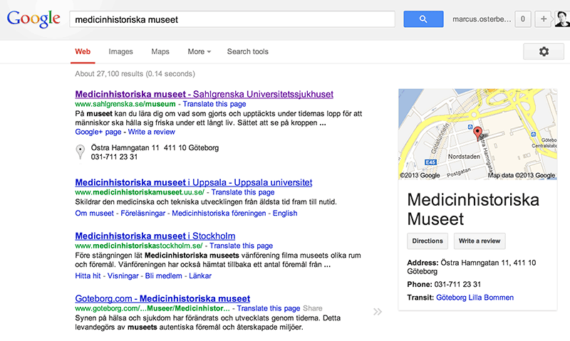 Bild 28: Knowledge Graph i högerkolumnen på en skrivbordsdator.